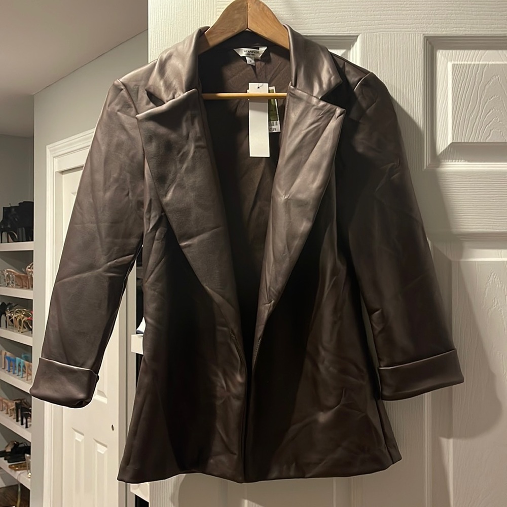 Brown leather blazer